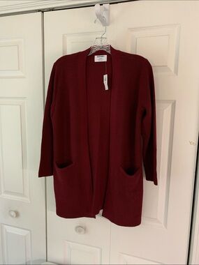 NWT Old Navy Women's SP Deep Red Open-Front Cardigan with Pockets